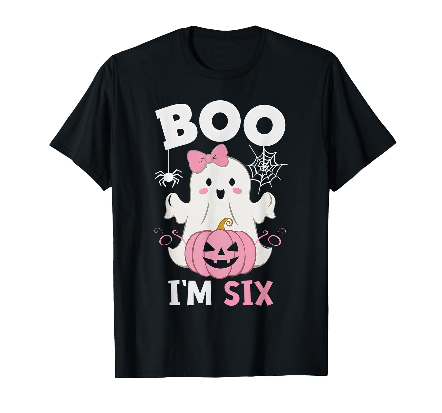 Ghost Boo I'm Six Year 6th Birthday Girls Halloween Groovy T-Shirt