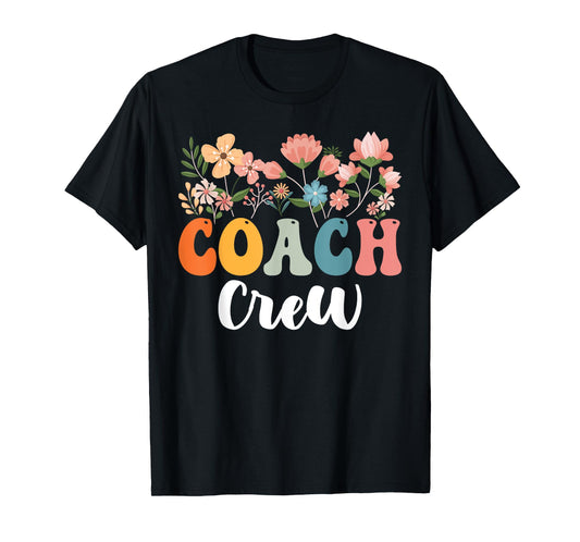 Coach Crew Team Retro Groovy Vintage First Day Of School T-Shirt