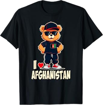 Afghan Flag Teddy Bear I Love Afghanistan T-Shirt