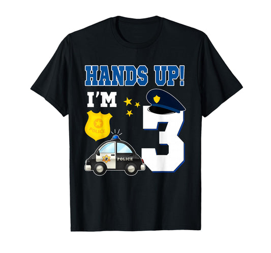 3rd Birthday Policeman Boy 3 Year Old Police Officer T-Shirt