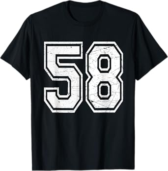 Number 58 Varsity Sports Team Jersey 58th Birthday T-Shirt