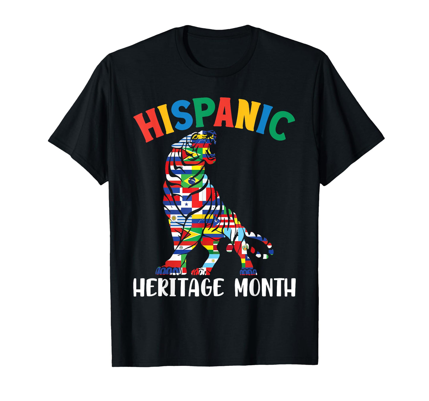 Tiger And Latin American Flags Hispanic Heritage Month Pride T-Shirt