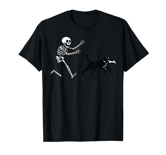 Funny Labrador Running Skeleton Halloween T-Shirt