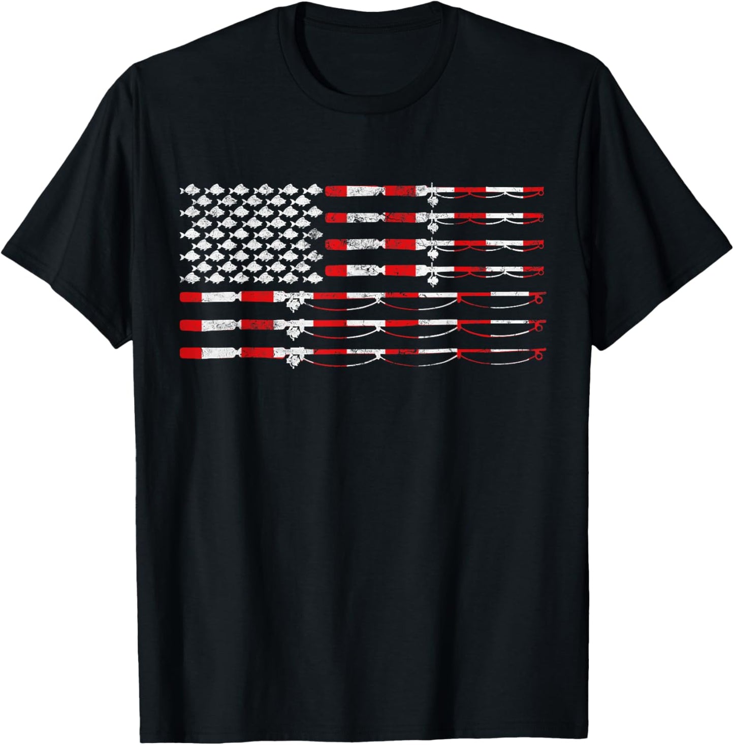 Fishing Fly Rod American Flag gift for Fisherman T-Shirt
