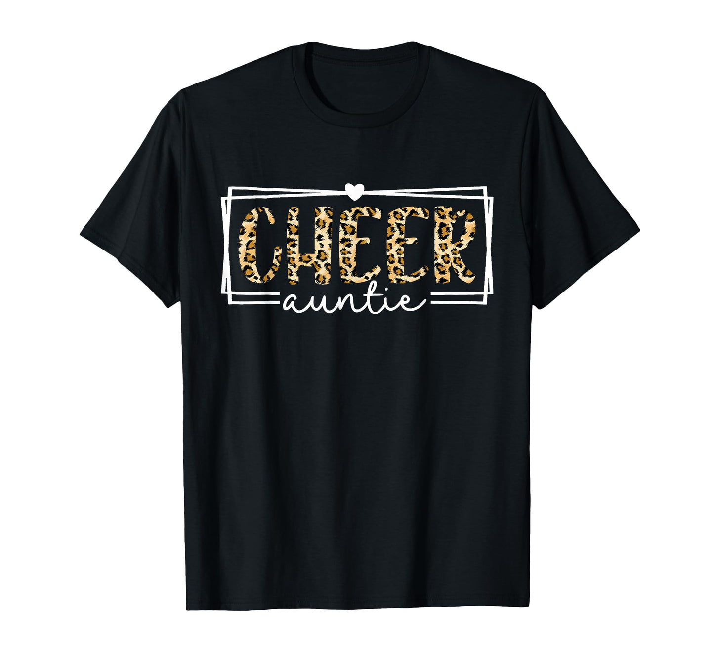 Women Cheer Auntie Leopard Cheerleader Aunt Mothers Day T-Shirt