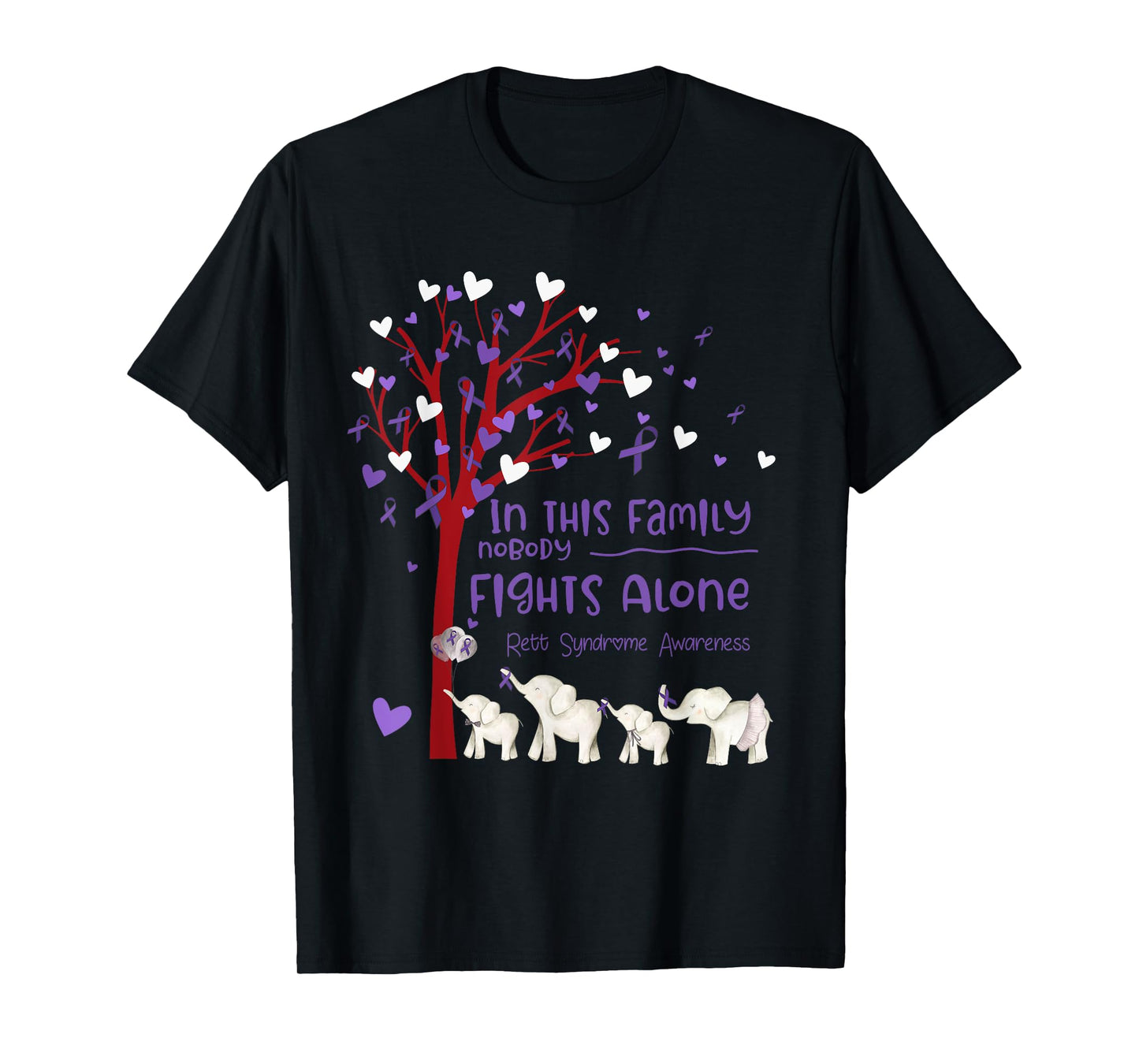 In This family Nobody Fights Alone Rett Syndrome Awareness T-Shirt