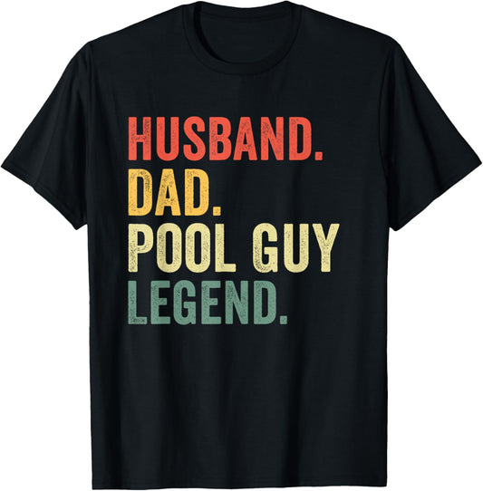 Funny Swimming Husband Dad Pool Guy Legend Vintage T-Shirt