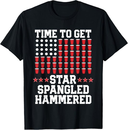 4th Of July Gift Beer Pong American Flag Drinking T-Shirt