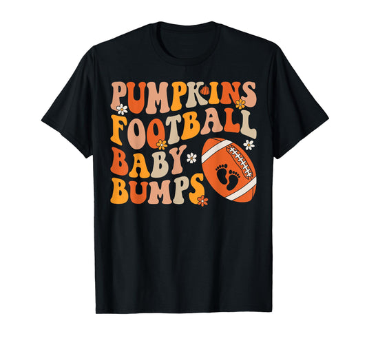 Pumpkins Football Baby Bumps Pregnancy Announcement Fall T-Shirt