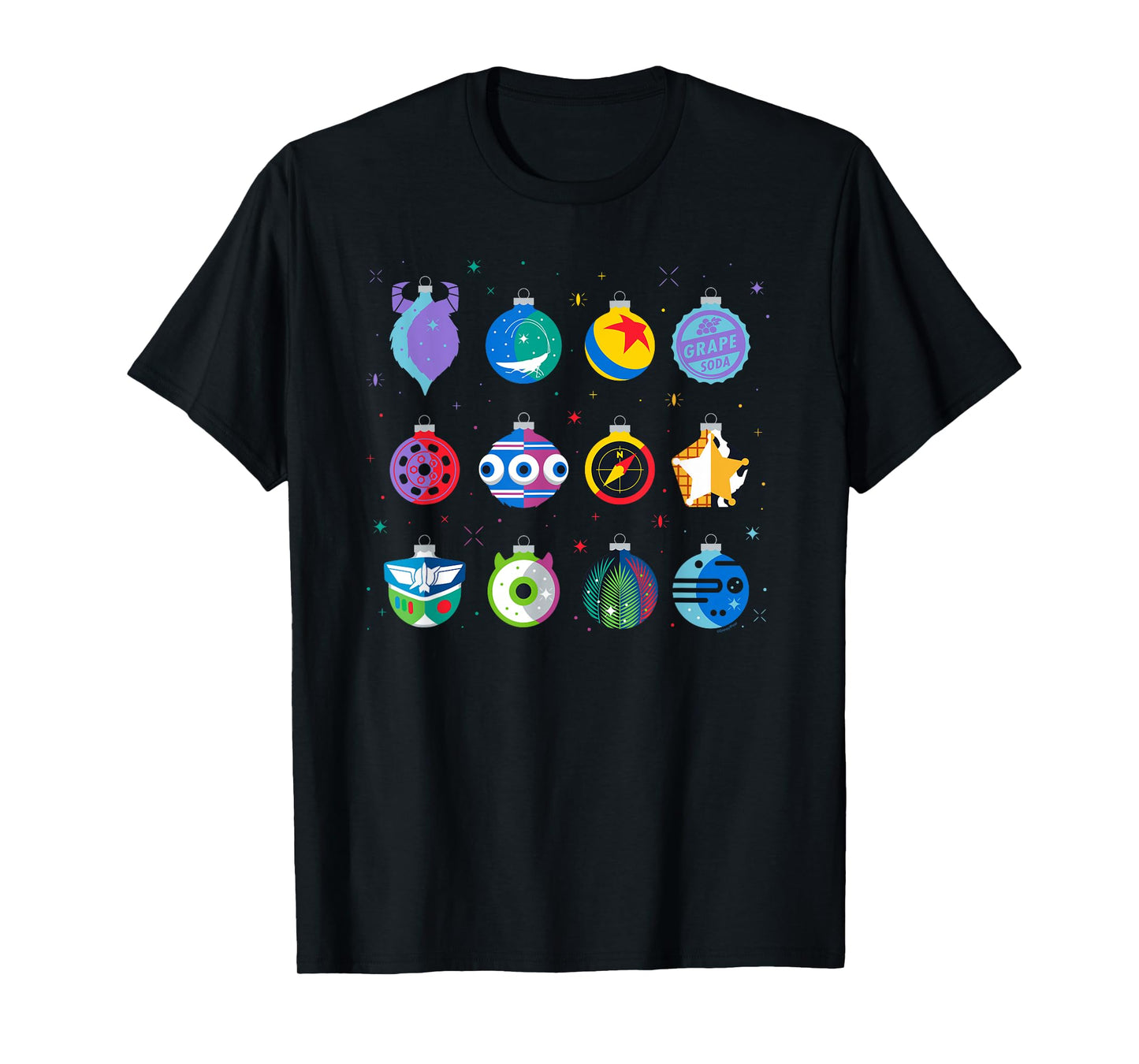 Disney and Pixar Christmas 12 Holiday Character Ornaments T-Shirt
