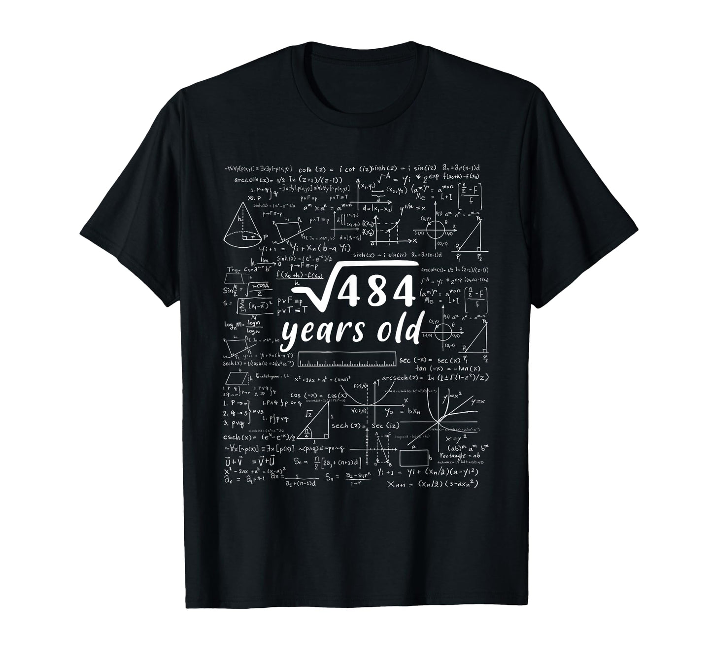 22nd Birthday Math Square Root Of 484 Retro 22 Years Old T-Shirt