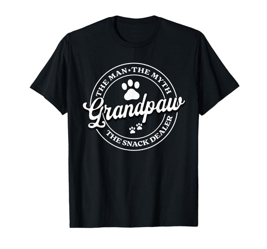 Grandpaw The Myth The Snack Dealer Fathers Day Dog Grandpa T-Shirt for Men Women