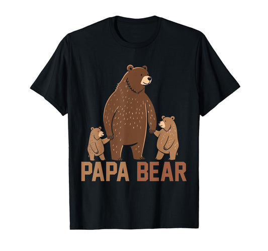 Papa Bear Dad Two Cubs Daddy Bear 2 Kids Father's Day T-Shirt