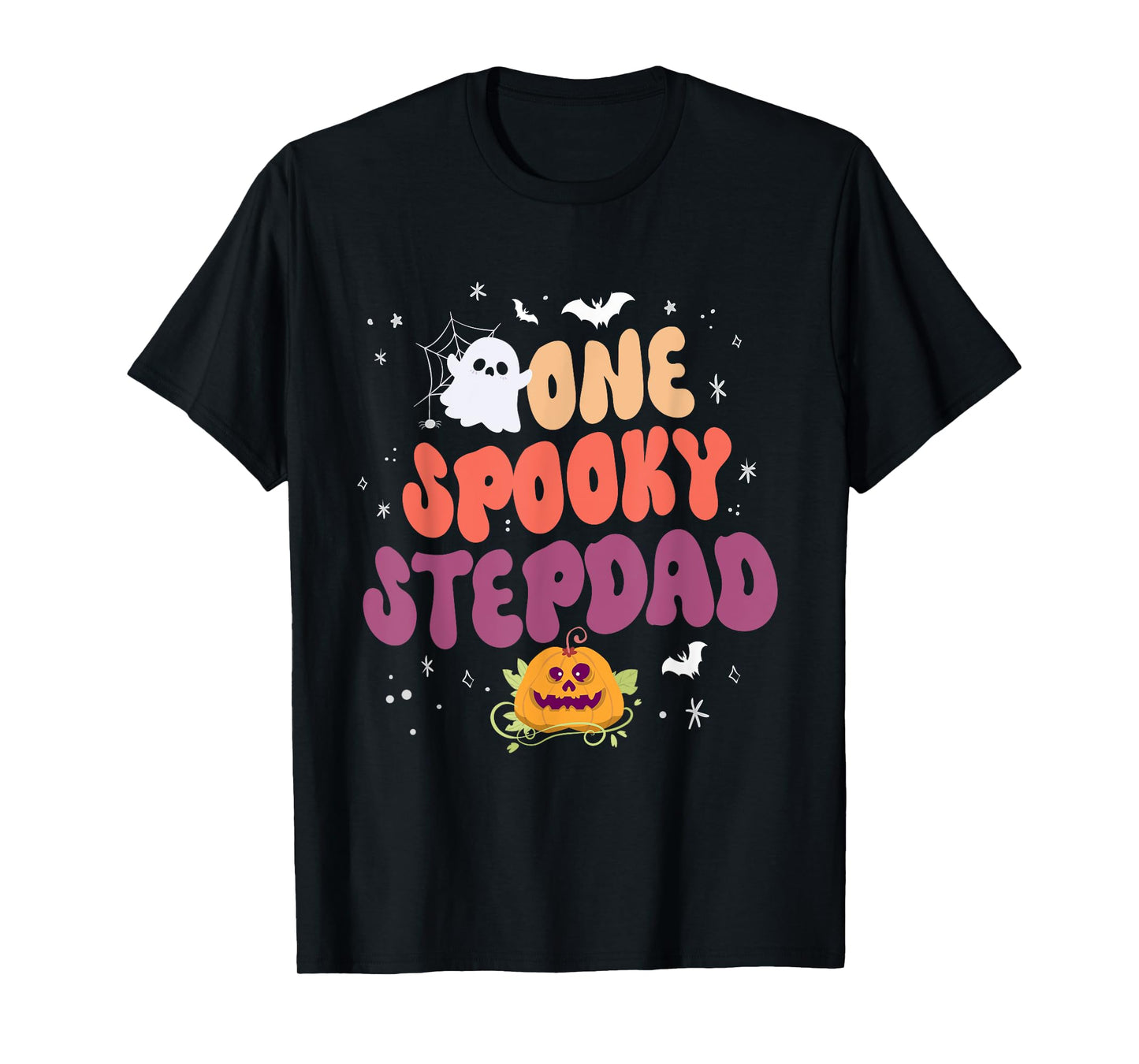 Groovy One Spooky Step Dad Halloween Pumpkin Trick Or Treat T-Shirt