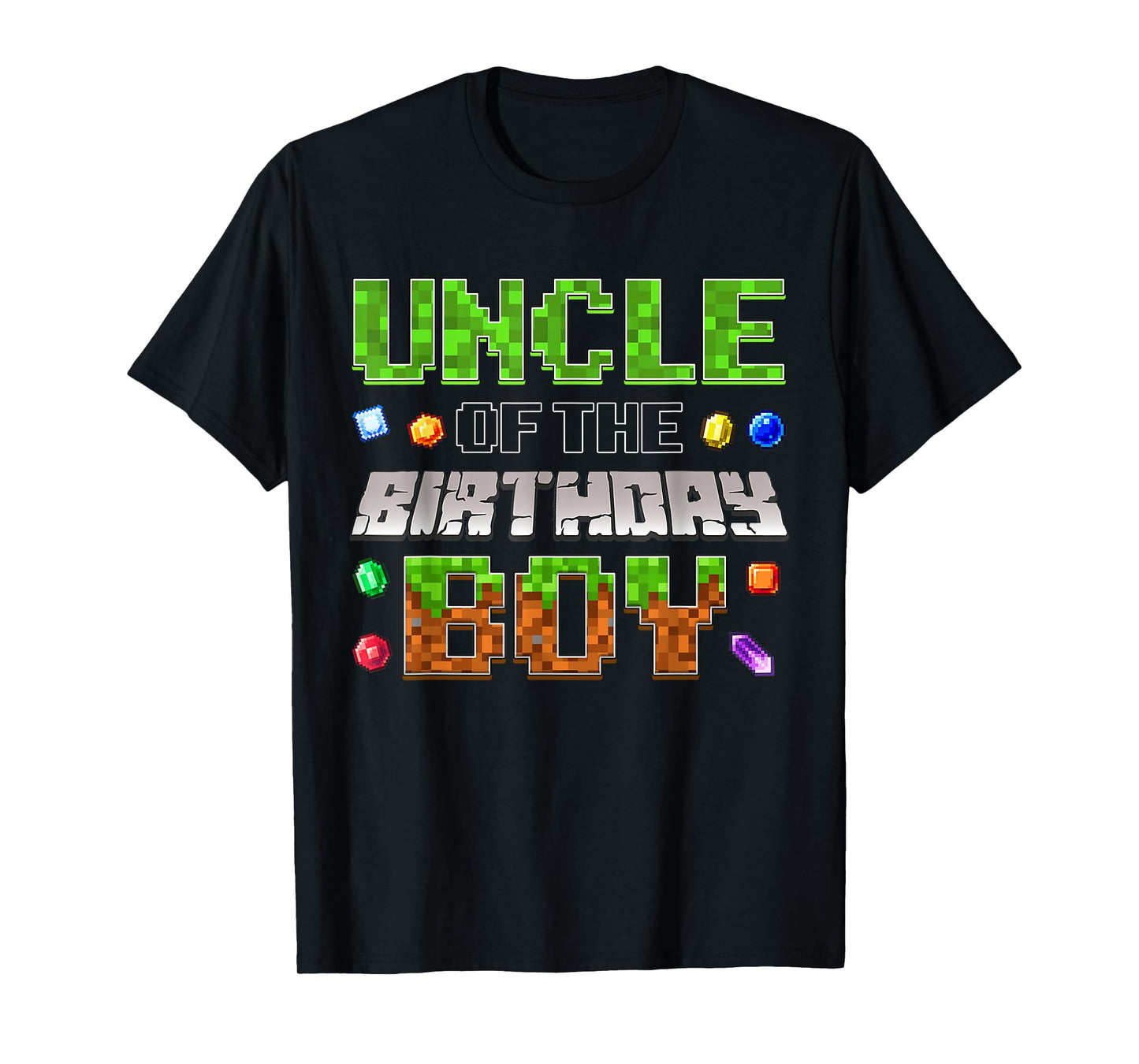 Uncle Of The Birthday Boy Game Pixel Number Birthday Party T-Shirt