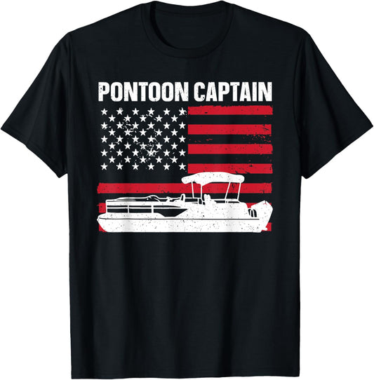 Cool Pontoon Captain Art For Men Women Pontoon Boat Captain T-Shirt