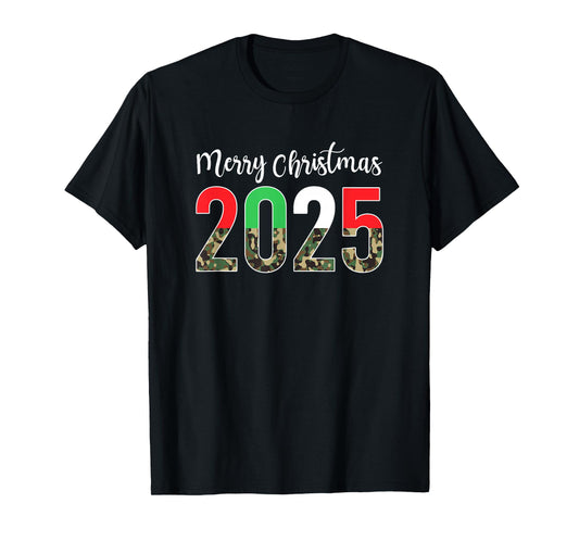 Merry Christmas 2025 Camouflage Camo Xmas for Men Women Kids T-Shirt