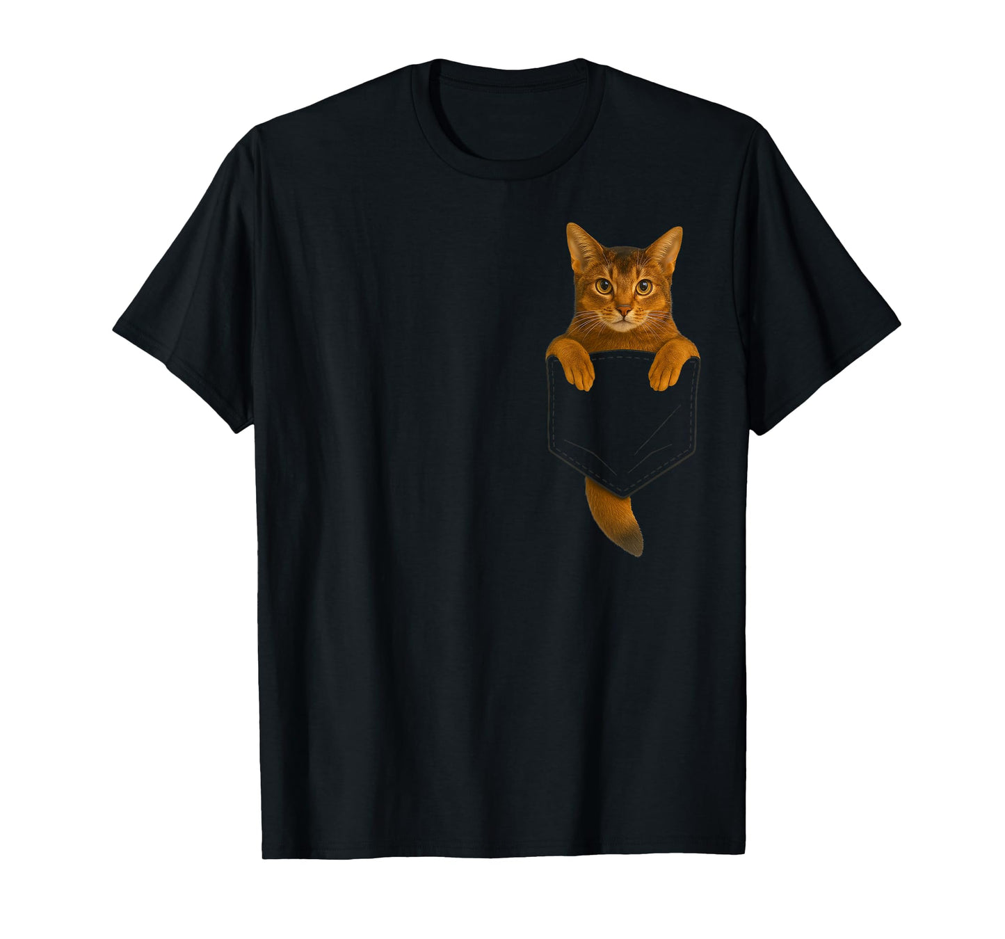 Abyssinian Cat Pocket Funny Gifts Cat Mom Cat Dad Cat Lover T-Shirt