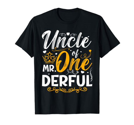 Uncle of Mr One Derful Party Matching Family 1st Birthday T-Shirt