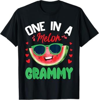 Cute Watermelon Smiling Happy Day Me One In A Melon Grammy T-Shirt