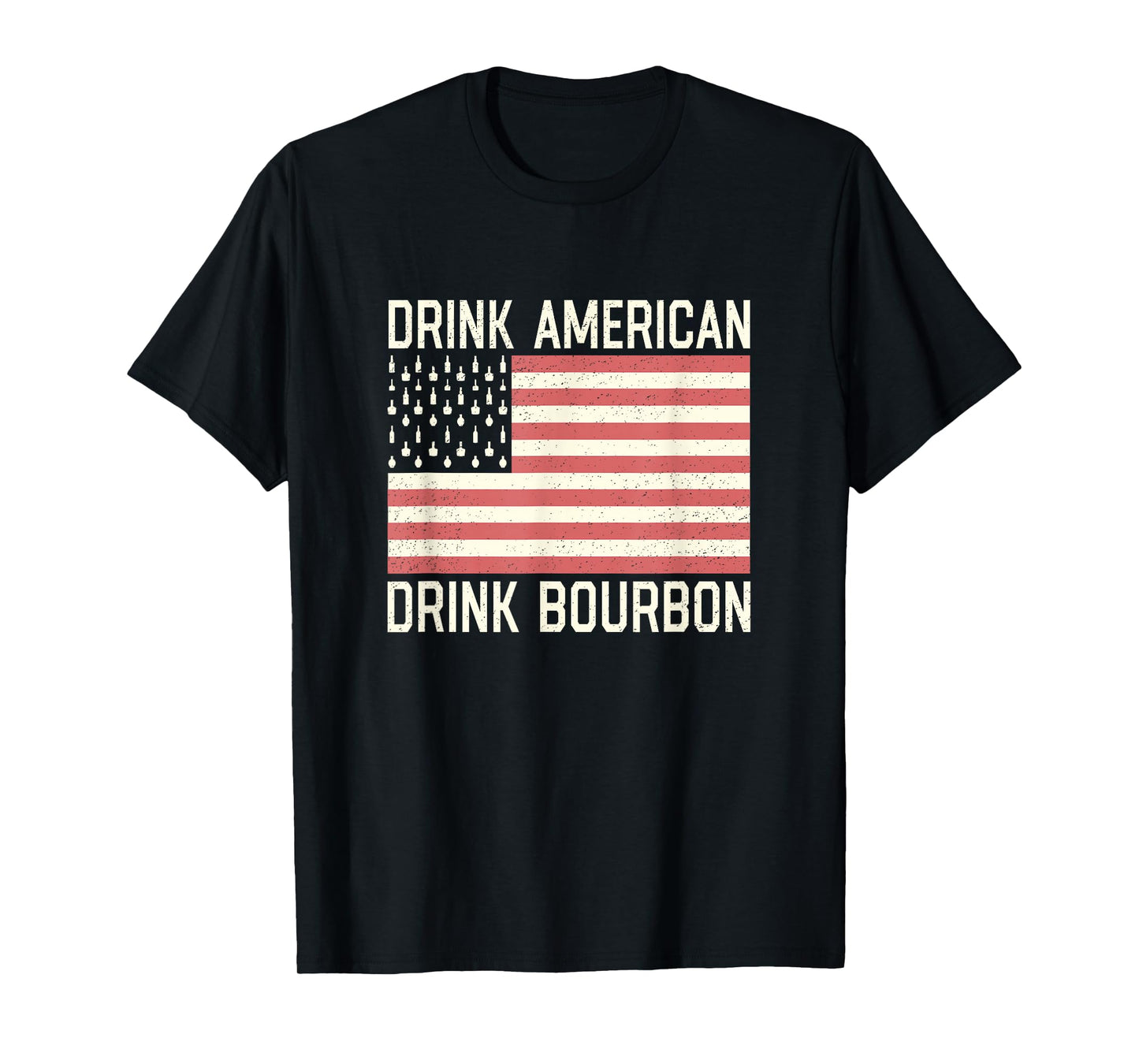 Drink American Bourbon Bottles American USA Flag T-Shirt