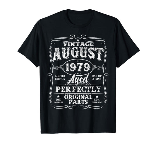 Vintage August 1979 46 Years Old Retro 46th Birthday Men Dad T-Shirt