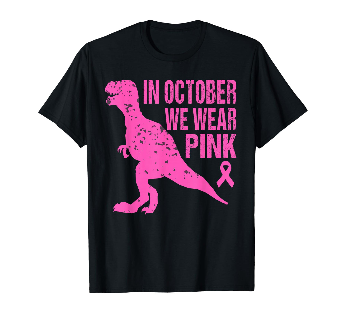 In October We Wear Pink Breast Cancer Trex Dino Kids Toddler T-Shirt