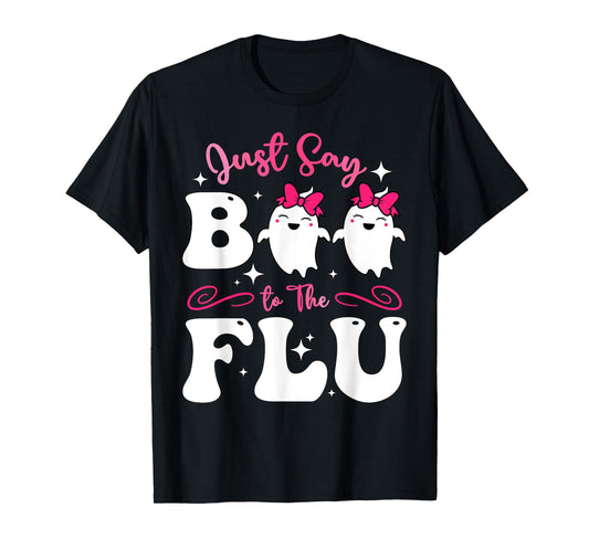 Say Boo To The Flu Halloween Coquette Bow Ghost Boo To Flu T-Shirt