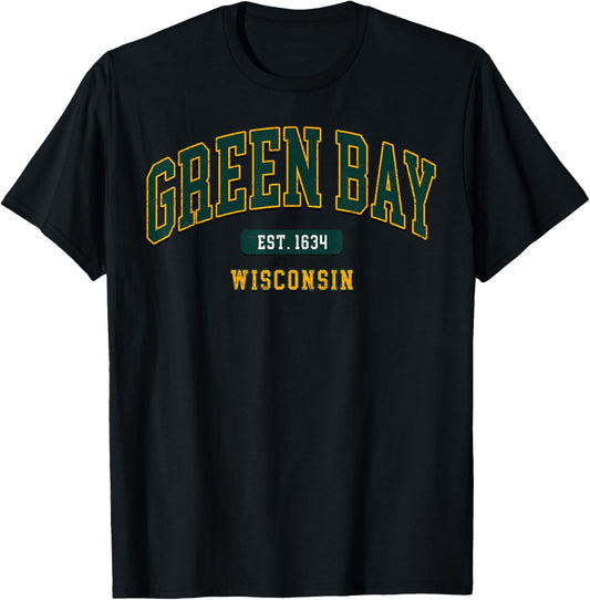 Green Bay Arch Vintage Athletic Sports Design Men Women T-Shirt