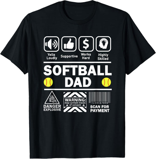Softball Dad Funny Contents of Sports Father T-Shirt