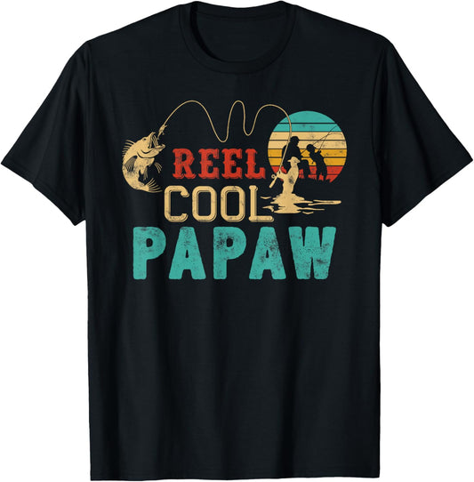 Fishing Reel Cool Papaw Father’s day gift Fisherman Papaw T-Shirt