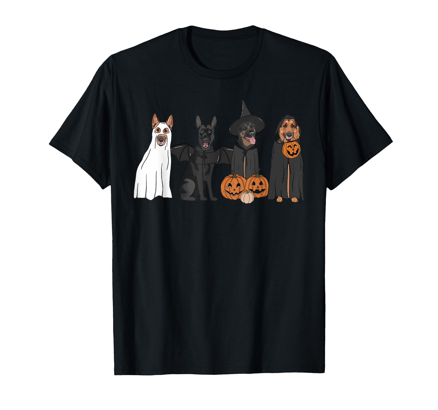 German Shepherd Dogs Lovers Ghost Witch Halloween Spooky T-Shirt