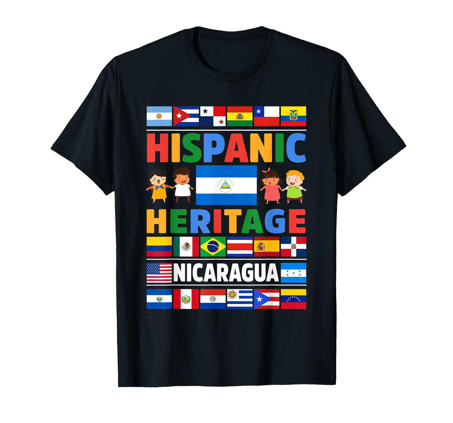 Hispanic Heritage Month Nicaragua Flag Latino Kids T-Shirt