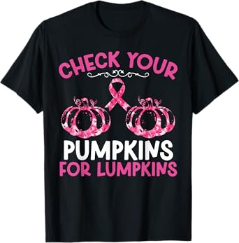 Check Your Pumpkins Breast Cancer Awareness Halloween Women T-Shirt