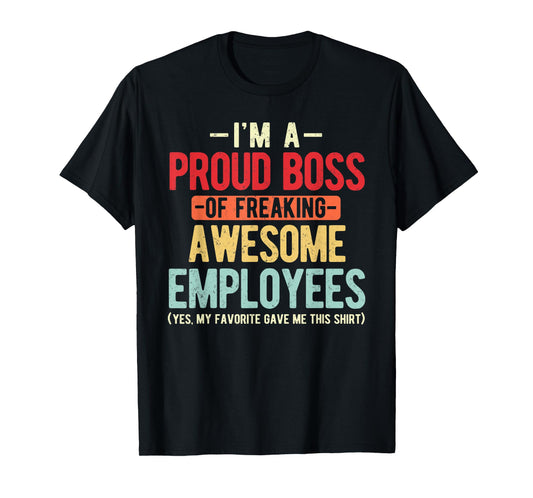 Appreciation Proud Boss Love Employee Gifts Tee Unisex-Adult Office Retro Funny Boss T-Shirt Black Small