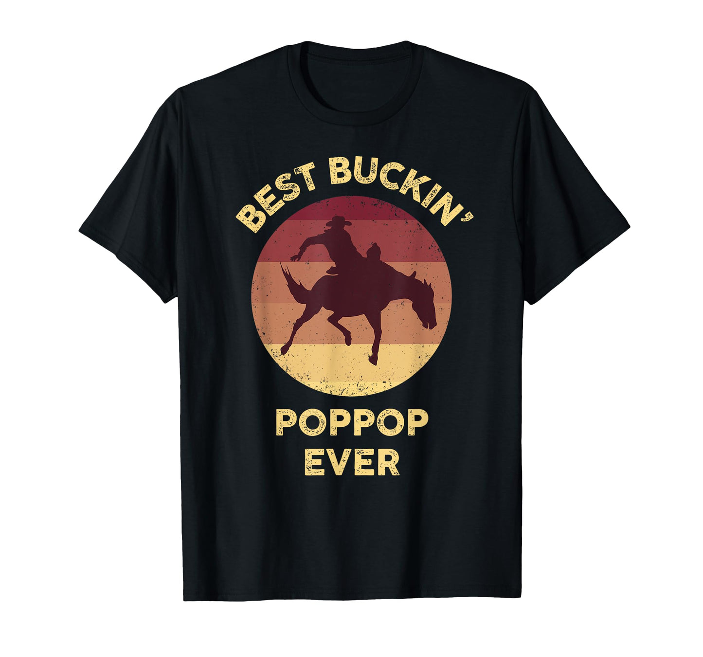 Best Buckin' Poppop Ever Western Rodeo Cowboy Bucking Horse T-Shirt