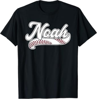 Noah Personalized Baseball Fan Birthday Name Gift Christmas T-Shirt