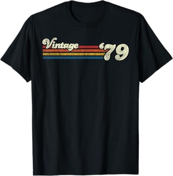 Vintage Retro Birthday Tees 44th Birthday Retro Color T-Shirt Black Small Classic Fit Crew Neck Casual Party