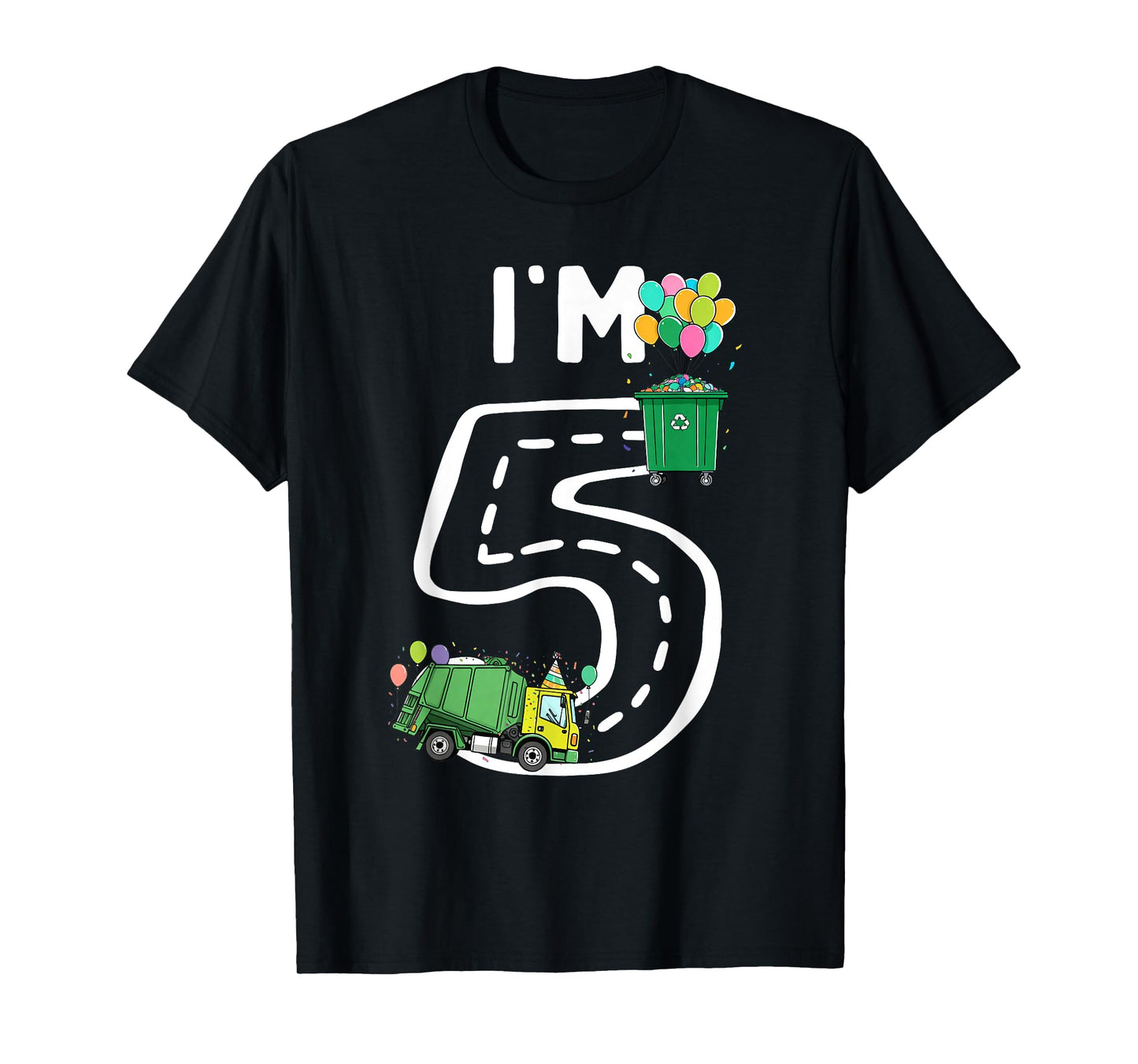 I'm 5 Five Years Old Garbage Truck 5th Birthday Boy Kids T-Shirt