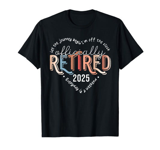 Officially Retired 2025 Heart Men Women Retirement Party T-Shirt