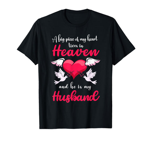 Big Piece Of My Heart Lives In Heaven He Is My Husband Angel T-Shirt