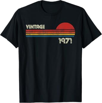 Vintage 1971 Chest Stripe Birthday T-Shirt