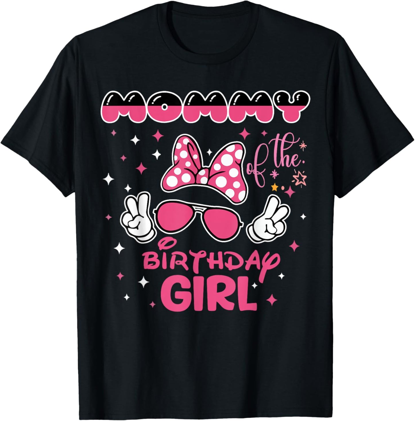 Dad And Mom Mommy Of The Birthday Girl Cute Pink Bow Family T-Shirt