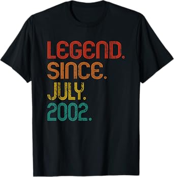 Legend Since July 2002 20th Birthday 20 Years Old Vintage T-Shirt