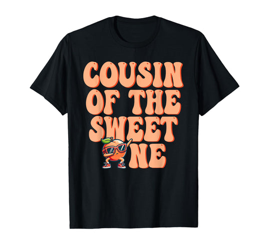 Cousin of The Sweet One Peach 1st Birthday on Peach T-Shirt