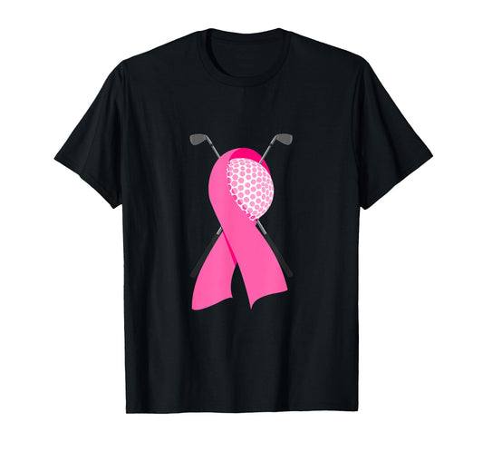 Funny Golf Pink Ribbon Breast Cancer Awareness Support Mom T-Shirt
