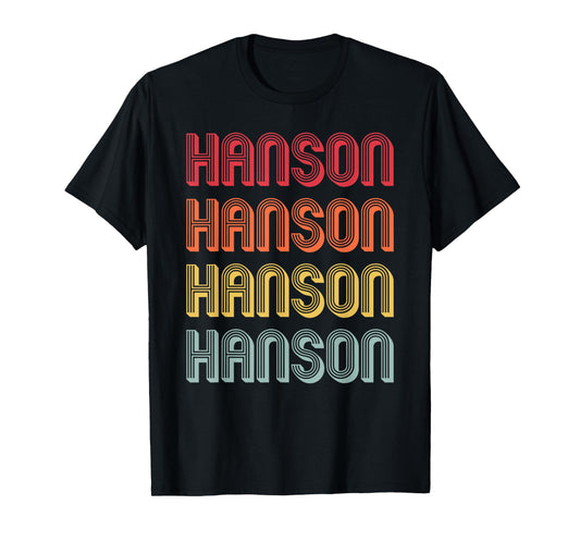 Customized Last Name Custom Family Christmas Team Hanson Gift Surname Funny Retro Vintage 80s Birthday Reunion T-Shirt