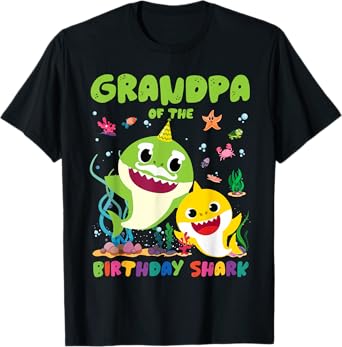 Funny Birthday Boy Girl Grandpa Of The Birthday Family Shark T-Shirt