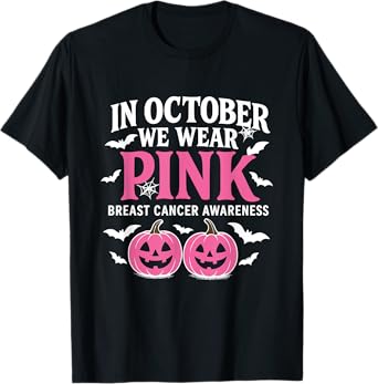 In October We Wear Pink – Pumpkin Pink Halloween T-Shirt