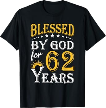 Vintage Blessed by God for 62 years Happy 62nd Birthday T-Shirt